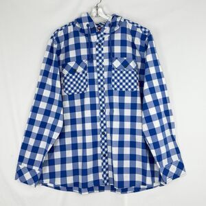 ENGELBERT STRAUSS Jacket Men's 2XL Overshirt Button Up Plaid Collar Hooded